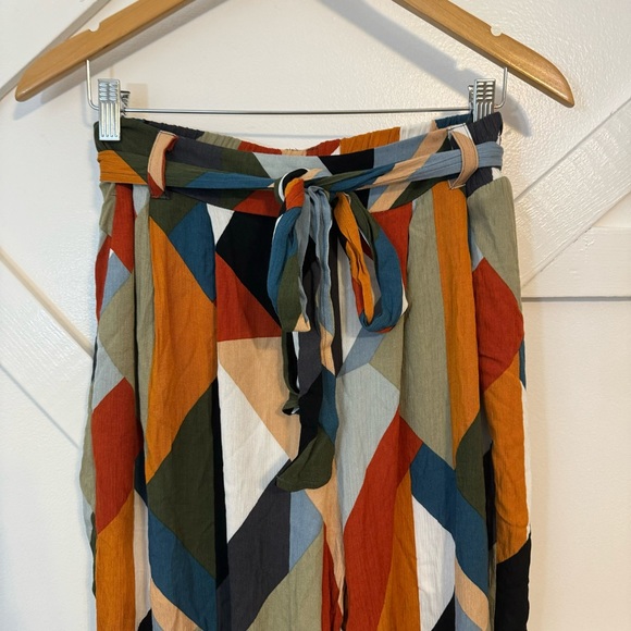 Torrid Geometric Gauze Tie Waist Wide Leg High Waist Pants Multicolor Sz L - Picture 3 of 8